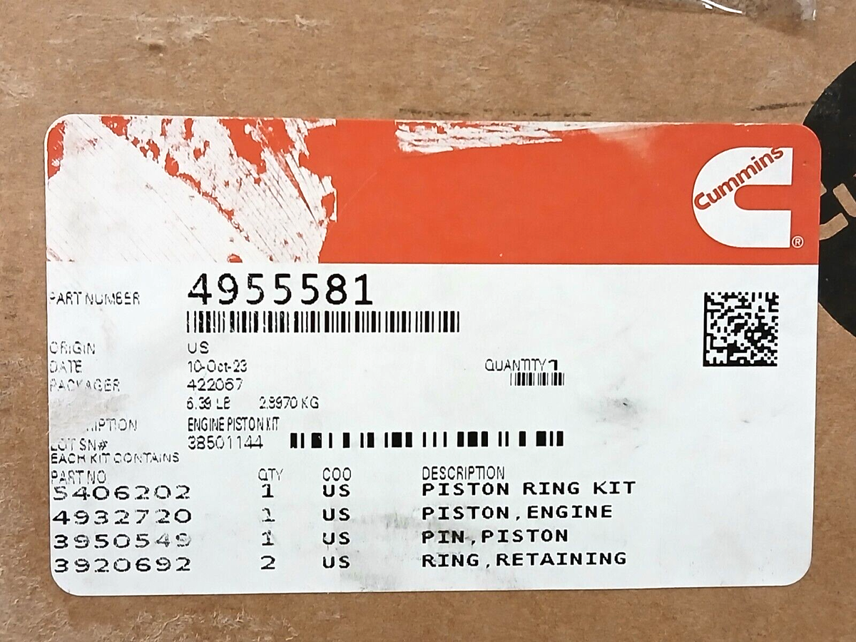 NEW CUMMINS 4955581 Engine Piston Ring Kit | eBay