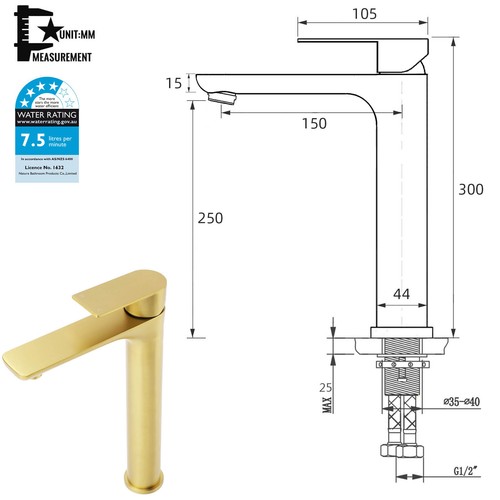 Gold Shower Head Set Rail Arm Tall Basin Mixer Kitchen Tap Spout Floor Drain - Picture 253 of 619