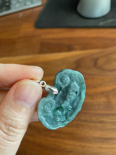 純天然翡翠100% untreated Genuine Burmese Grade A Jade Pendant Jadeite 純天然翡翠A貨 - Picture 3 of 4
