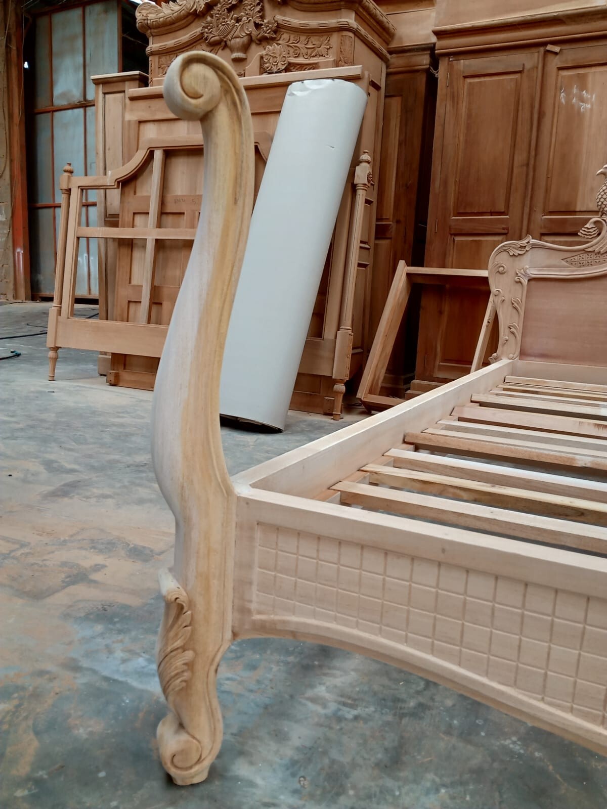 Ornate hand carved mahogany, French/Baroque style SuperKing bed frame