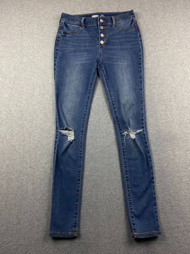 Leggings desgastados Old Navy Rockstar para niñas talla 16 w25 azul denim con botones - Imagen 2 de 18