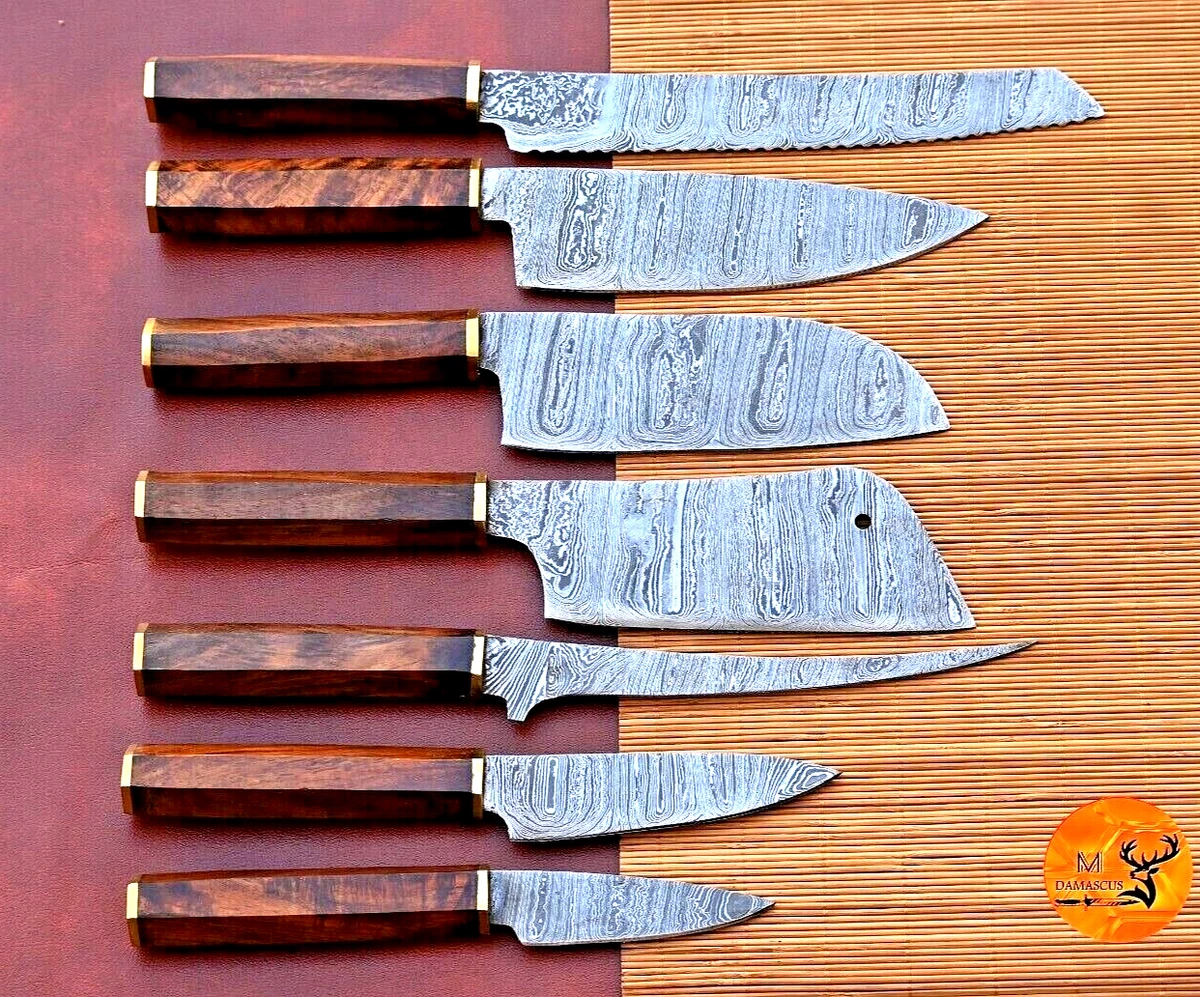 Custom Handmade HAND FORGED DAMASCUS STEEL CHEF KNIFE Set Kitchen Knives-Cutlery