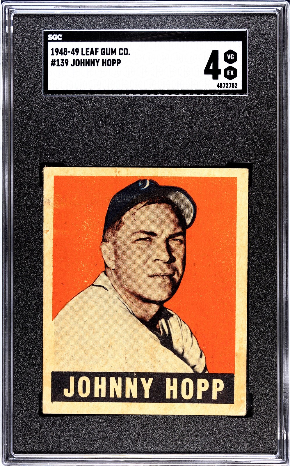 1948-49 Leaf JOHNNY HOPP Pittsburgh Pirates #139 SGC 4 VG/EX Condition