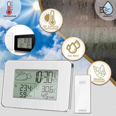 Digital Wireless Weather Station Clock LCD Humidity Thermometer Indoor & Outdoor