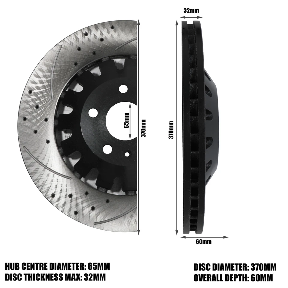 DISCOS DE FRENO DELANTEROS PERFORADOS 370MM RANURADOS PARA AUDI RS3 8P SPORTBACK 11-13 - Imagen 2 de 4