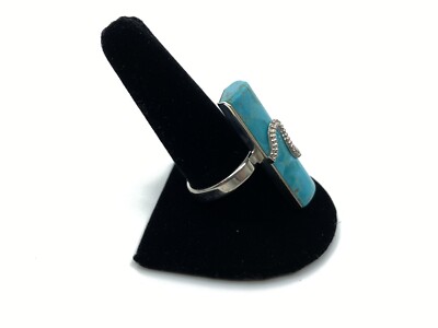 Jay King Mine Finds  Rectangle Crow s Peak Turquoise SS Ring Size 11 NWT 