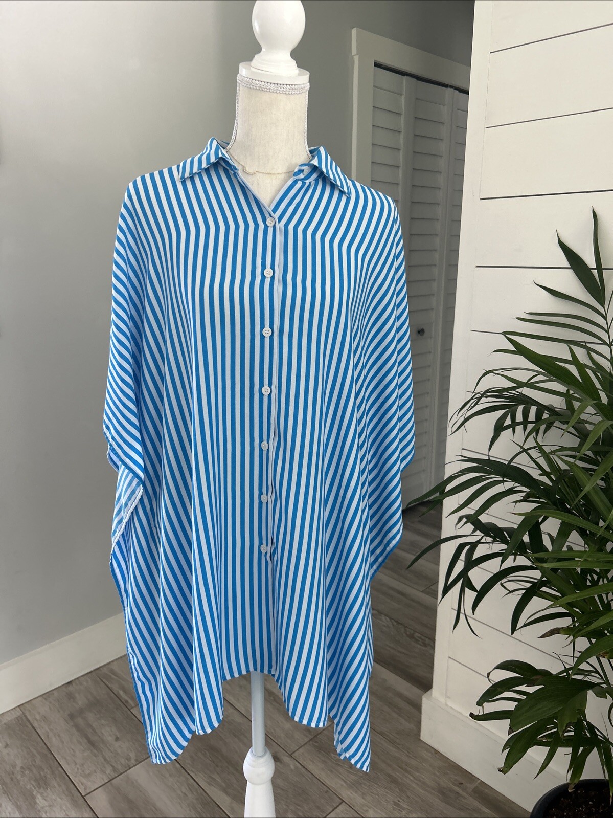 Tommy Bahama Swimsuit Cover-Up Womens Beach Pool Blue White Striped S/M