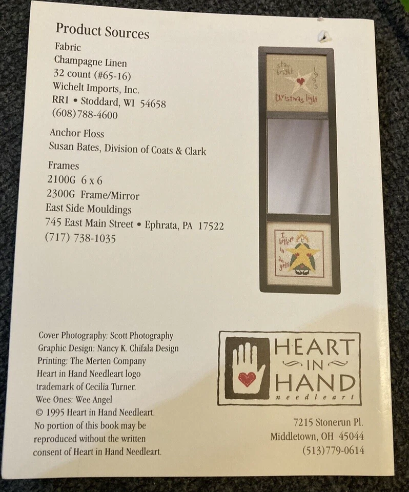 Vintage Heart in Hand needleart Wee Angel cr. stitch pattern only/Cecilia Turner - Image 3 of 3