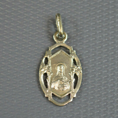 RELIGIÖSER SCHMUCK - SCHÖNE MEDAILLE ANHÄNGER JUNGFRAU MARIA JUGENDSTIL #55