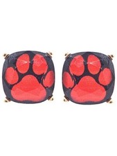 Paw Print Stud Earrings Black/Red -gold. Gameday