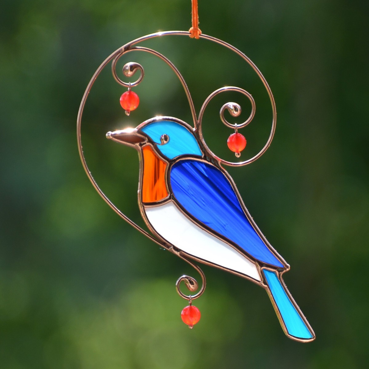 Stained Glass Bluebird Handmade Bird Sun Catcher Window Hanging