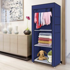 Bedroom Single Canvas Clothe Wardrobe Storage Cupboard Shelves Durable Furniture