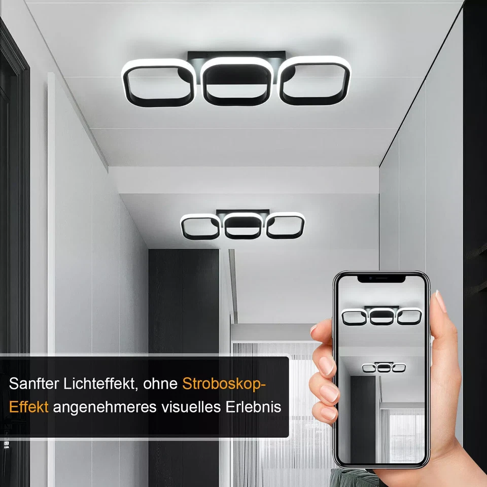 3-Farbige Decken-Lampe Dimmbar LED Deckenleuchte Wohnzimmer Flur Küchen Eingang - Bild 3 von 4