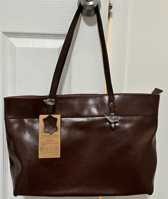 S-ZONE Women Vintage Genuine Leather Tote Shoulder Bag Handbag Upgraded  Version