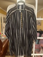 Halston Heritage L Black White Vertical Stripe Dress Lined
