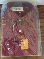 NWT 89.50 TALLIA Men Red LONG-SLEEVE DRESS SHIRT SIZE MEDIUM- 15.5 NECK