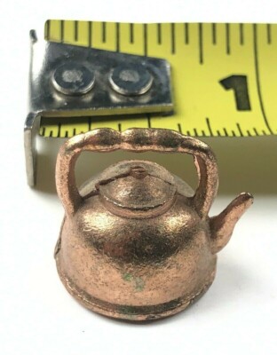 Vintage Dollhouse Miniature Metal Teapot Mini VTG Tiny Copper Tone Mini .75'' t
