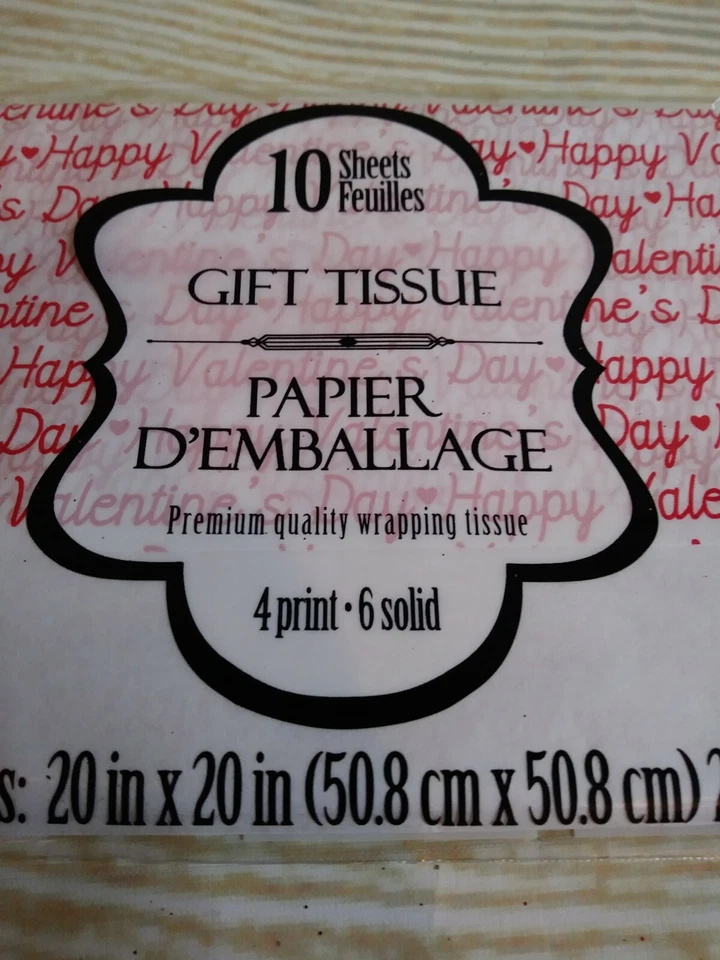 New Red & White Happy Valentine's Day Gift Tissue Paper 10 - 20x20 Sheets Heart - Image 4 of 4