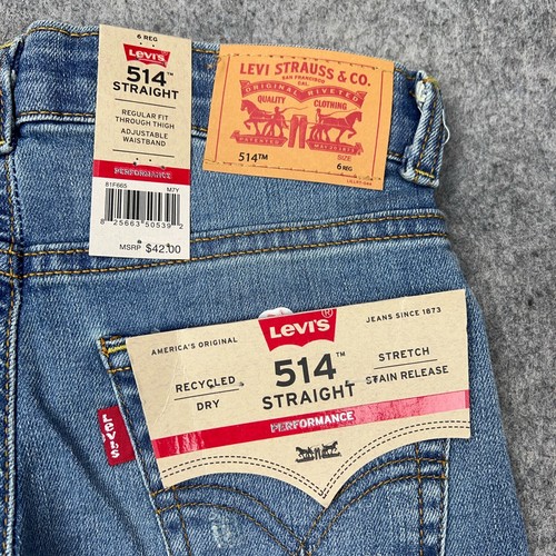 Levi's Jeans Boys 6 Reg 514 Straight Performance Regular Stretch Denim Jeans NEW - Picture 9 of 13