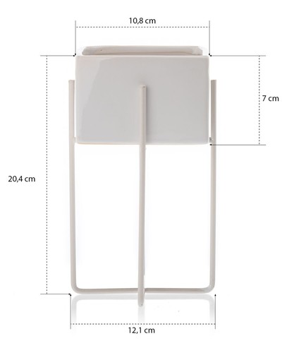 HowHomely Blumentopf Mizu weiß Metallgestell Blumenkübel Pflanztopf Deko 21cm - Bild 9 von 9