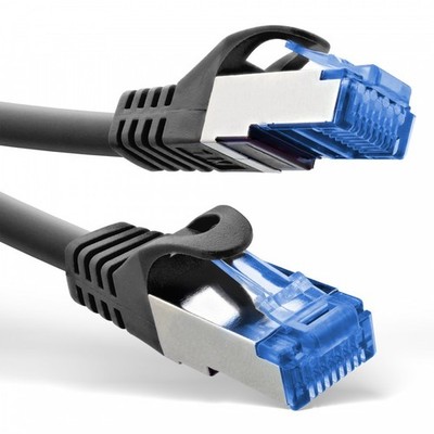 InLine  Patchkabel, Cat.6A, S/FTP, TPE (LSZH), CCA, schwarz, 0,3 m
