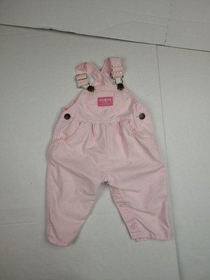 Vintage OshKosh B'gosh Pink Floral Overall Size 3/6 Months made in USA Stain