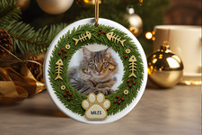 Personalized Cat Christmas Ornament, Custom Pet Ornament, Kitten Keepsake