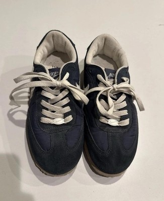 Vintage, Y2K, 2003 Nike Cortez Shoes , Nylon & Suede, Navy Blue, Women s 7.5
