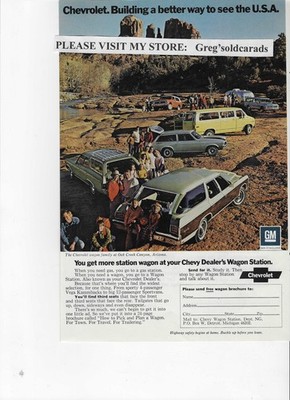 1972 Chevrolet, Chevelle, and Vega Station Wagon plus Vans vintage print ad