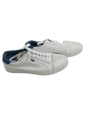Pier One Sneaker Low Herren Gr. 40 Weiß Blau Canvas Casual
