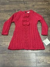 NWT Cynthia Rowley Toddler Girls Red Cable Knit Sweater Long Sleeve Dress 2T