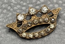 VTG Victorian Era Gold Tone Crown Rhinestone ...