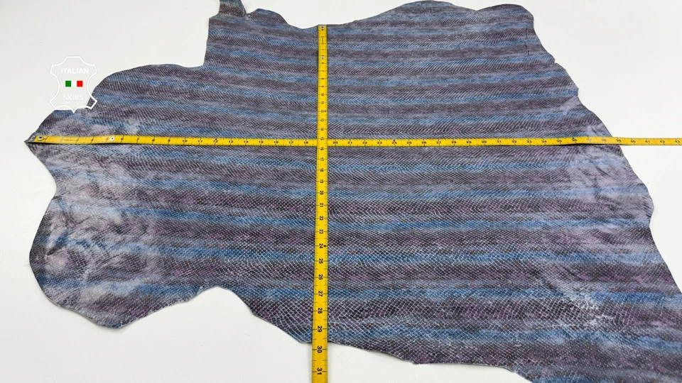 PURPLE & BLUE SNAKE PRINT ON Strong Italian Calfskin Leather 8sqf 0.7mm #C6532 - Image 4 of 4