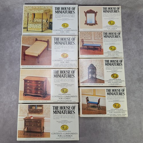 Vintage House of Miniatures Colonial Bedroom Suite Lot 8 Kits Beds Chest Mirror