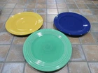 VTG FIESTA 10 1/4" Dinner Plates (3)  Green Yellow Blue See photos
