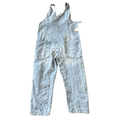 Free People High Roller Denim Overalls Women s Medium Light Wash NWT