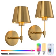 Battery Operated Wall Sconce Set of 2,Wireless Rechargeable Battery LED Wall ...