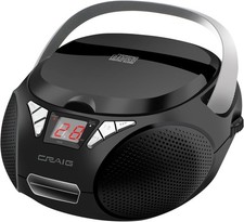 CD6925 Portable Top Loading CD Boombox with AM/FM Stereo Radio in Black  CD-R/C