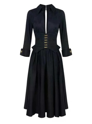 ELISABETTA FRANCHI LONG SLEEVE MIDI DRESS SIZE 40