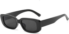 Retro Rectangle Sunglasses for Women Men Small Square Frame Trendy Y2K 90  S Blac
