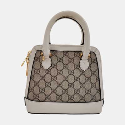 Gucci Horsebit 1955 Mini Top Handle Bag 'GG Supreme/White' - Very