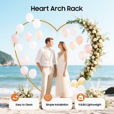 Large Heart Archway Wedding Backdrop Stand Gold Arch Frame Flower Balloon Decor
