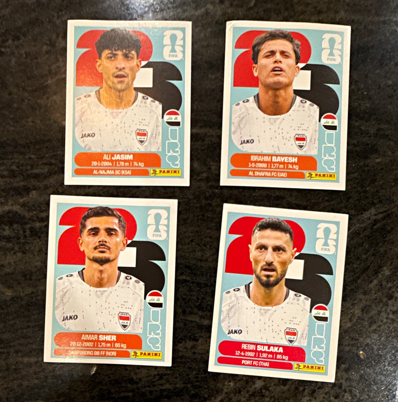 Panini FIFA World Cup 2026 Iraq 4 Sticker Lot Ali Jasim IRQ 12 IRQ 11 IRQ 15