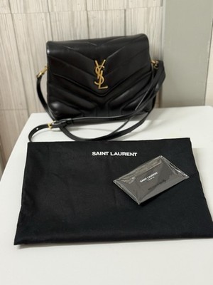 YSL Saint Laurent Quilted Leather Toy Loulou Crossbody Bag-Black, Original Box