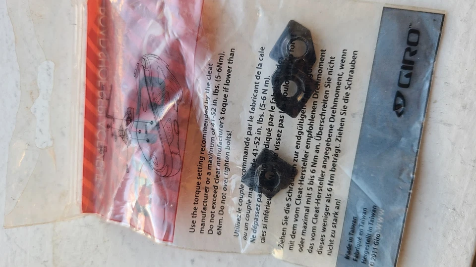 GIRO Road Shoe Bicycle Cleat Inserts Replacement T-Nuts - Set of 3 - Image 3 of 4