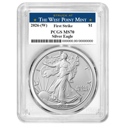 #ad Presale 2026 W $1 American Silver Eagle PCGS MS70 FS West Point Label $126.44