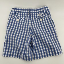 Vineyard Vines Boys Size 5 Blue White Gingham Plaid Chino Shorts Preppy