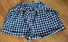 Jolt Juniors Black White Check Paperbag Tie Waist Shorts Size 5 (27) EUC