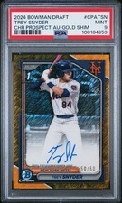2024 BOWMAN DRAFT CHROME PROSPECT AUTOS GOLD SHIMMER TREY SNYDER 50/50 PSA 9