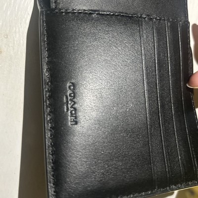Coach Black Solid Bifold Wallet for Men with Logo Accent, Stylish